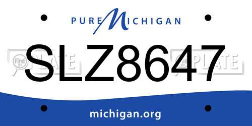 SLZ8647 Michigan License Plate