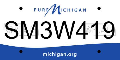 SM3W419 Michigan License Plate