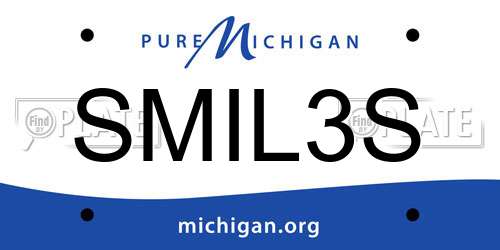 SMIL3S Michigan License Plate