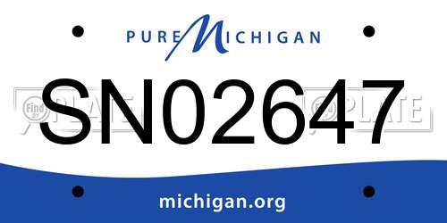 SN02647 Michigan License Plate