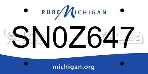 SN0Z647 Michigan License Plate