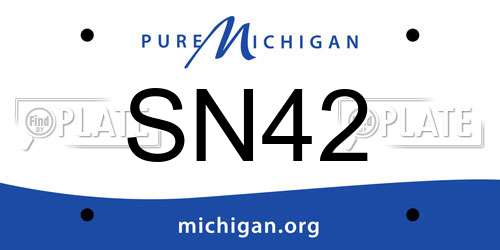 SN42 Michigan License Plate