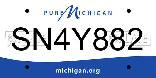SN4Y882 Michigan License Plate