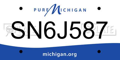 SN6J587 Michigan License Plate