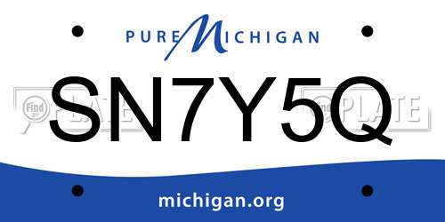 SN7Y5Q Michigan License Plate