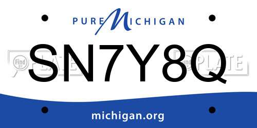 SN7Y8Q Michigan License Plate