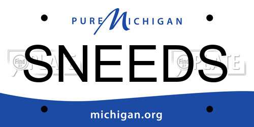 SNEEDS Michigan License Plate