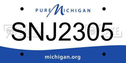 SNJ2305 Michigan License Plate