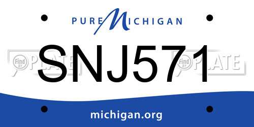 SNJ571 Michigan License Plate