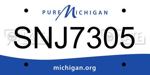 SNJ7305 Michigan License Plate