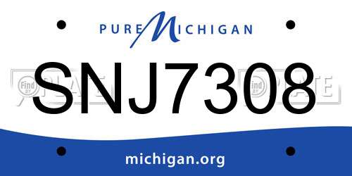 SNJ7308 Michigan License Plate