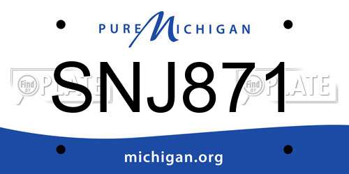 SNJ871 Michigan License Plate