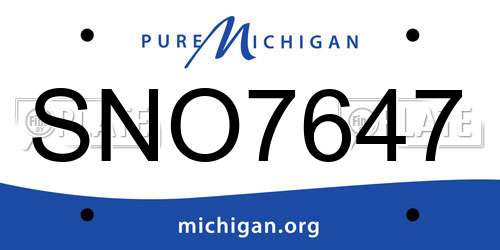 SNO7647 Michigan License Plate