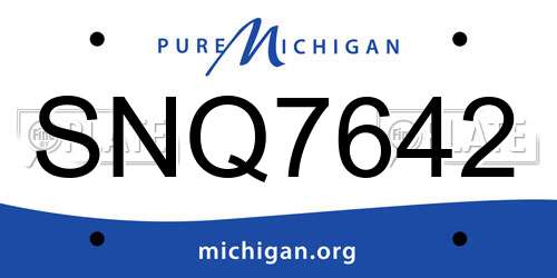 SNQ7642 Michigan License Plate
