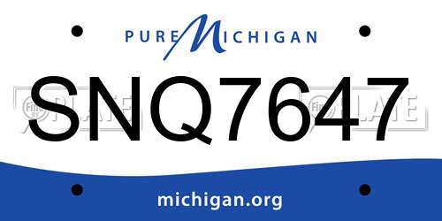 SNQ7647 Michigan License Plate
