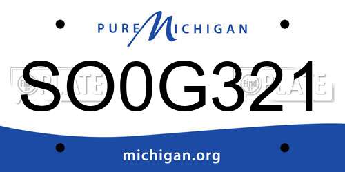 SO0G321 Michigan License Plate