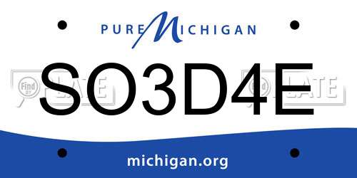 SO3D4E Michigan License Plate