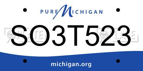 SO3T523 Michigan License Plate
