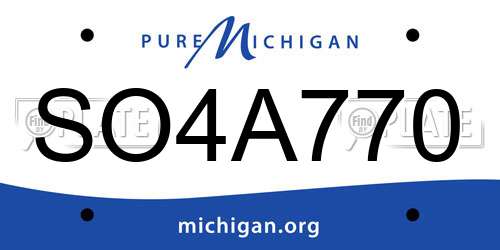 SO4A770 Michigan License Plate