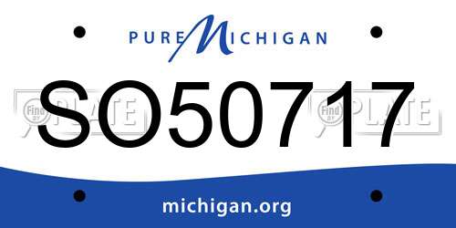 SO50717 Michigan License Plate