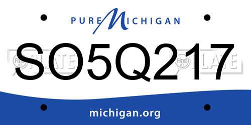 SO5Q217 Michigan License Plate