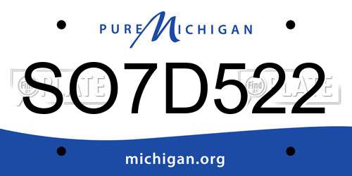 SO7D522 Michigan License Plate