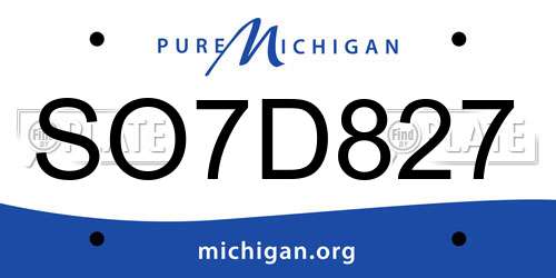 SO7D827 Michigan License Plate