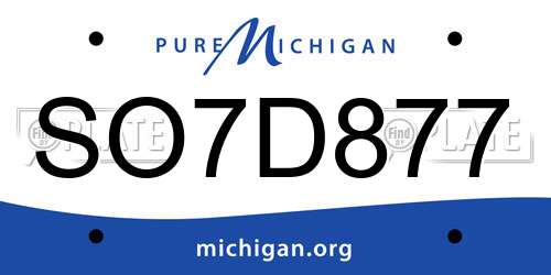 SO7D877 Michigan License Plate