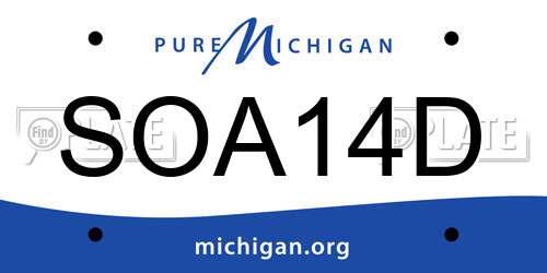 SOA14D Michigan License Plate