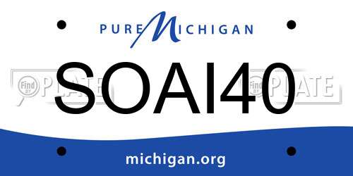 SOAI40 Michigan License Plate