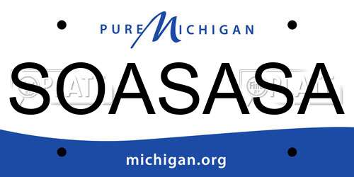 SOASASA Michigan License Plate