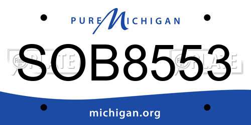 SOB8553 Michigan License Plate