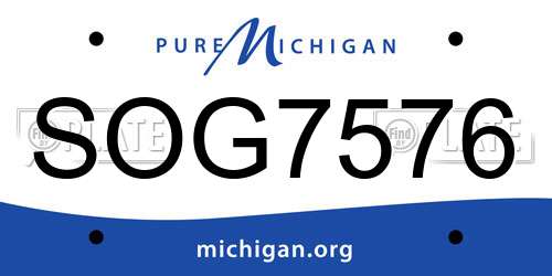 SOG7576 Michigan License Plate