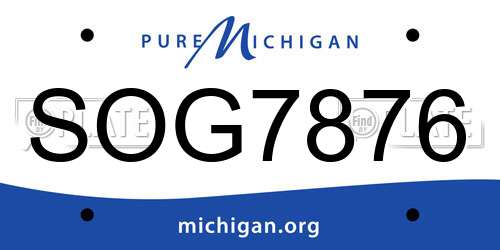SOG7876 Michigan License Plate