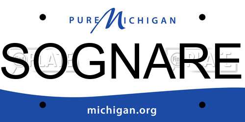 SOGNARE Michigan License Plate