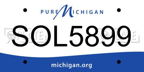 SOL5899 Michigan License Plate