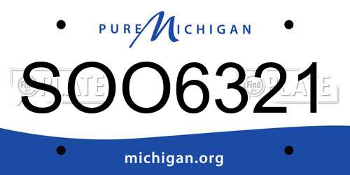 SOO6321 Michigan License Plate