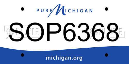 SOP6368 Michigan License Plate