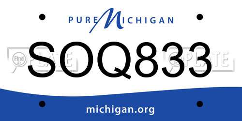 SOQ833 Michigan License Plate