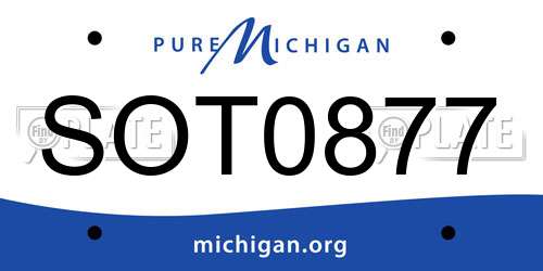 SOT0877 Michigan License Plate