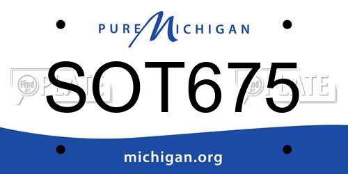 SOT675 Michigan License Plate