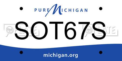 SOT67S Michigan License Plate