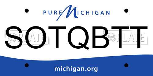 SOTQBTT Michigan License Plate