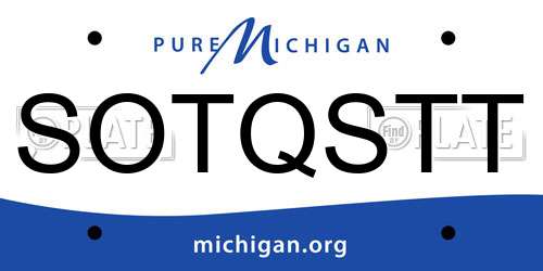 SOTQSTT Michigan License Plate