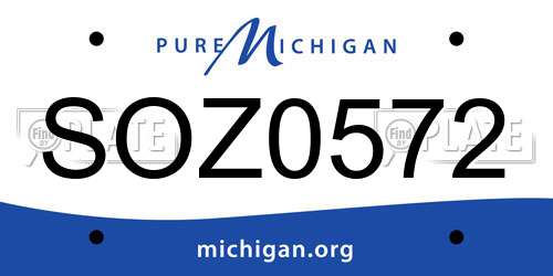 SOZ0572 Michigan License Plate