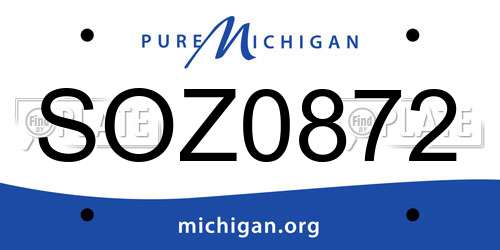 SOZ0872 Michigan License Plate