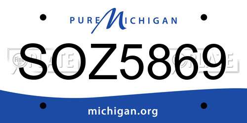 SOZ5869 Michigan License Plate