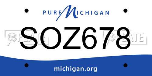 SOZ678 Michigan License Plate