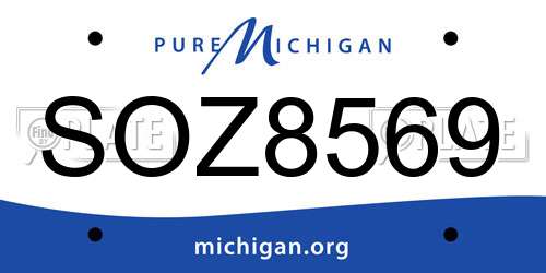 SOZ8569 Michigan License Plate
