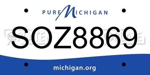 SOZ8869 Michigan License Plate